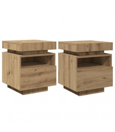 vidaXL Bedside Cabinets with LED Lights 2 pcs Artisan Oak 40x39x48.5 cm