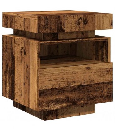 vidaXL Bedside Cabinets with LED Lights 2 pcs Old Wood 40x39x48.5 cm