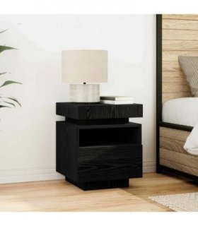 vidaXL Bedside Cabinet Black Oak 40 x 39 x 48.5 cm Engineered wood
