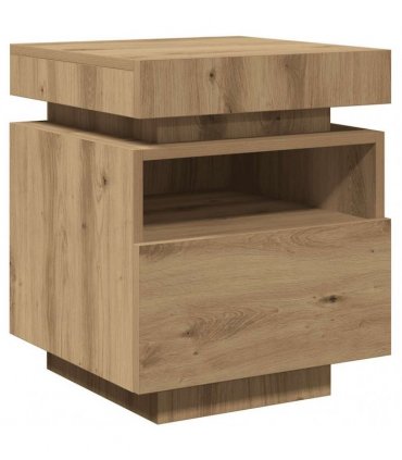 vidaXL Bedside Cabinet with LED Lights Artisan Oak 40x39x48.5 cm