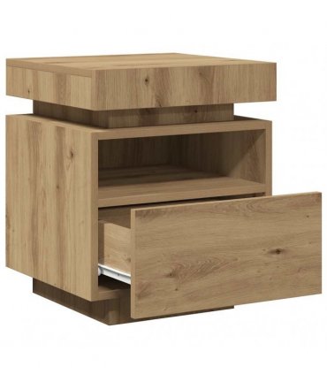 vidaXL Bedside Cabinet with LED Lights Artisan Oak 40x39x48.5 cm