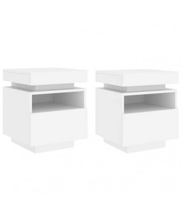 vidaXL Bedside Cabinets with LED Lights 2 pcs White 40x39x48.5 cm