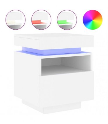 vidaXL Bedside Cabinets with LED Lights 2 pcs White 40x39x48.5 cm