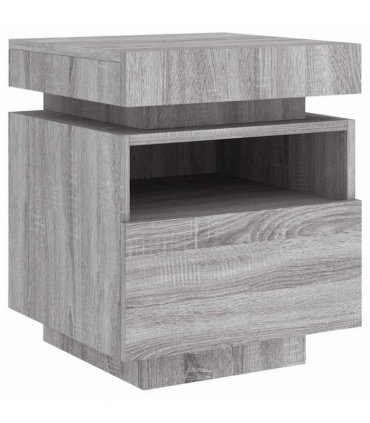 vidaXL Bedside Cabinet with LED Lights Grey Sonoma 40x39x48.5 cm