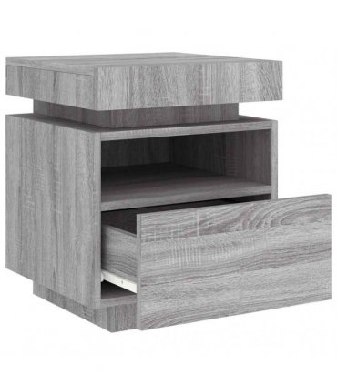 vidaXL Bedside Cabinet with LED Lights Grey Sonoma 40x39x48.5 cm