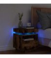 vidaXL Bedside Cabinet with LED Lights Smoked Oak 40x39x48.5 cm