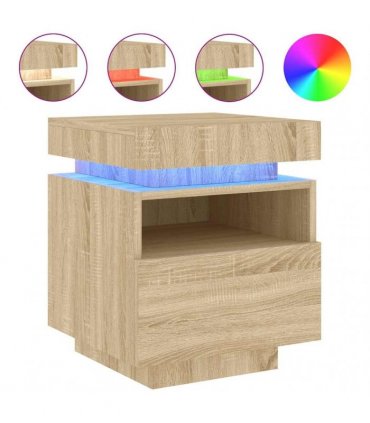 vidaXL Bedside Cabinets with LED Lights 2 pcs Sonoma Oak 40x39x48.5 cm