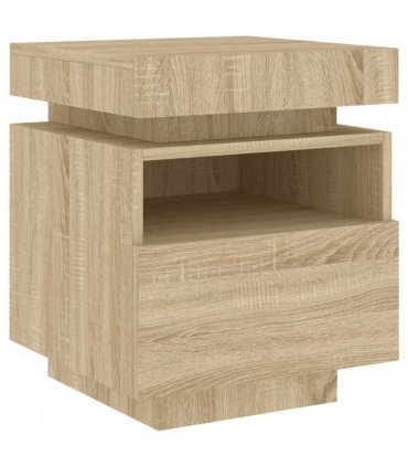 vidaXL Bedside Cabinets with LED Lights 2 pcs Sonoma Oak 40x39x48.5 cm