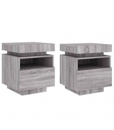 vidaXL Bedside Cabinets with LED Lights 2 pcs Grey Sonoma 40x39x48.5 cm
