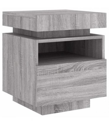 vidaXL Bedside Cabinets with LED Lights 2 pcs Grey Sonoma 40x39x48.5 cm