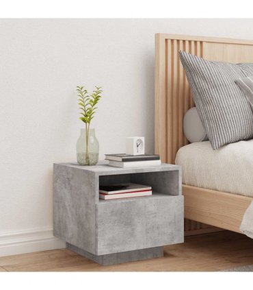 vidaXL Bedside Cabinet with LED Lights Concrete Grey 40x39x37 cm