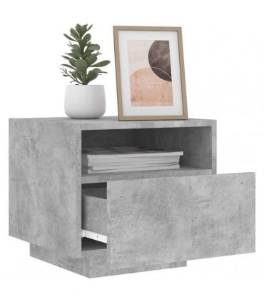vidaXL Bedside Cabinet with LED Lights Concrete Grey 40x39x37 cm