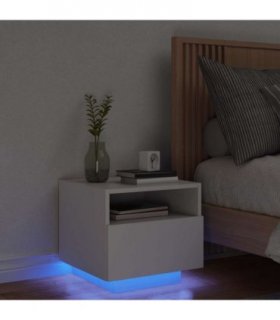 vidaXL Bedside Cabinet with LED Lights White 40x39x37 cm