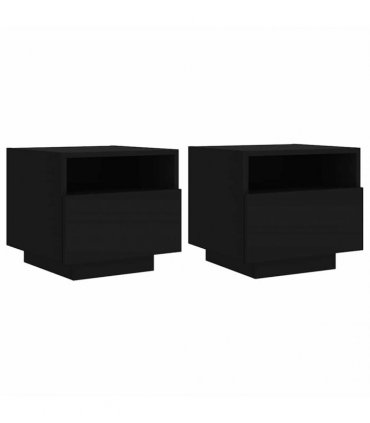 vidaXL Bedside Cabinet | Set of 2 | Black | Engineered wood | Bedside Cabinet