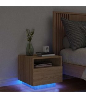 vidaXL Bedside Cabinet with LED Lights Sonoma Oak 40x39x37 cm