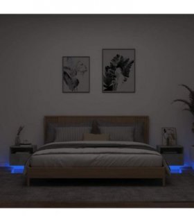 vidaXL Bedside Cabinets with LED Lights 2 pcs Concrete Grey 40x39x37 cm