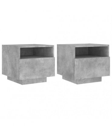 vidaXL Bedside Cabinets with LED Lights 2 pcs Concrete Grey 40x39x37 cm