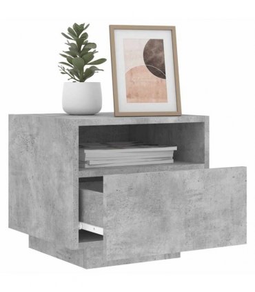 vidaXL Bedside Cabinets with LED Lights 2 pcs Concrete Grey 40x39x37 cm