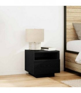 vidaXL Bedside Cabinet 2 pcs Black Oak 40 x 39 x 37 cm Engineered Wood