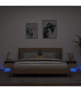 vidaXL Bedside Cabinets with LED Lights 2 pcs Sonoma Oak 40x39x37 cm