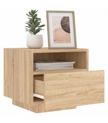 vidaXL Bedside Cabinets with LED Lights 2 pcs Sonoma Oak 40x39x37 cm