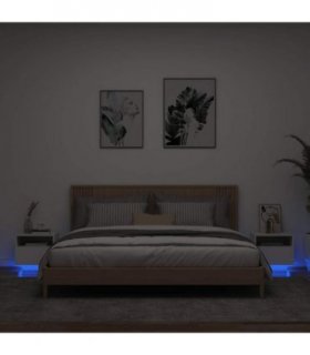 vidaXL Bedside Cabinets with LED Lights 2 pcs White 40x39x37 cm