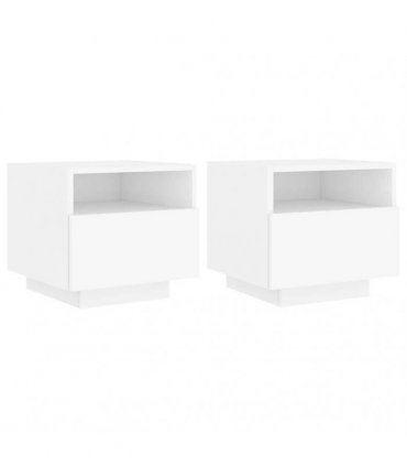 vidaXL Bedside Cabinets with LED Lights 2 pcs White 40x39x37 cm