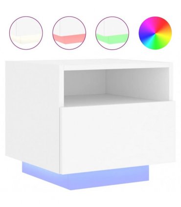 vidaXL Bedside Cabinets with LED Lights 2 pcs White 40x39x37 cm