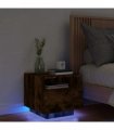 vidaXL Bedside Cabinet with LED Lights Smoked Oak 40x39x37 cm