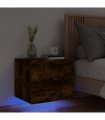 vidaXL Wall-mounted Bedside Cabinet with LED Lights Smoked Oak