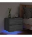 vidaXL Wall-mounted Bedside Cabinet with LED Lights Grey Sonoma