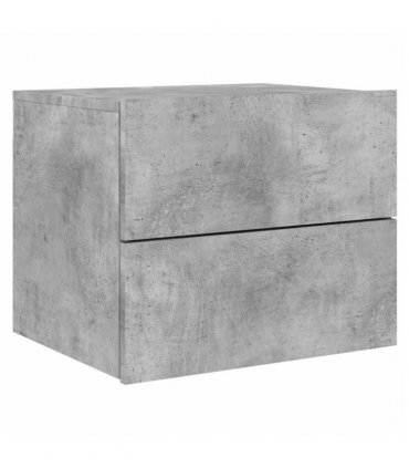 vidaXL Wall-mounted Bedside Cabinet with LED Lights Concrete Gery — Colour: concrete grey