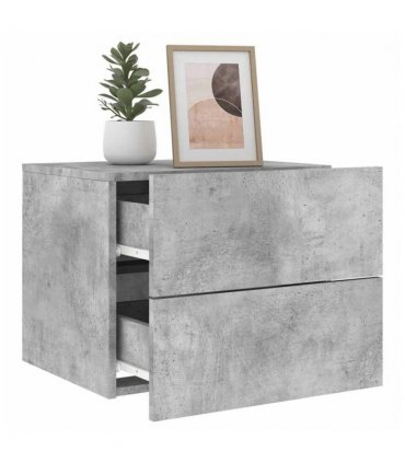 vidaXL Wall-mounted Bedside Cabinets with LED Lights 2 pcs Concrete Grey — V0672047192