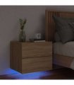 vidaXL Wall-mounted Bedside Cabinet with LED Lights Sonoma Oak — V0672047193