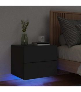 vidaXL Wall-mounted Bedside Cabinet | Black | Engineered wood | Standard