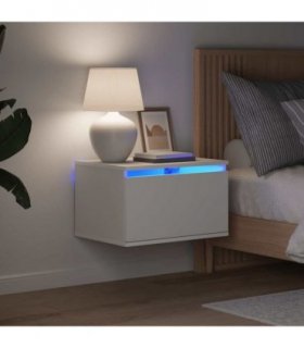 vidaXL Wall-mounted Bedside Cabinets with LED Lights 2 pcs White — V0672047211