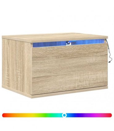 vidaXL Wall-mounted Bedside Cabinets with LED Lights 2 pcs Sonoma Oak — V0672047213