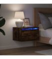 vidaXL Wall-mounted Bedside Cabinets with LED Lights 2 pcs Smoked Oak — V0672047214