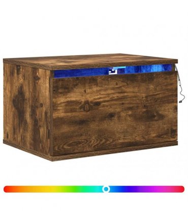 vidaXL Wall-mounted Bedside Cabinets with LED Lights 2 pcs Smoked Oak — V0672047214