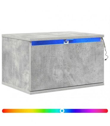 vidaXL Wall-mounted Bedside Cabinets with LED Lights 2 pcs Concrete Grey — V0672047217