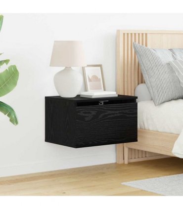 vidaXL Wall-mounted Bedside Cabinet Black Oak 50 x 36 x 30 cm
