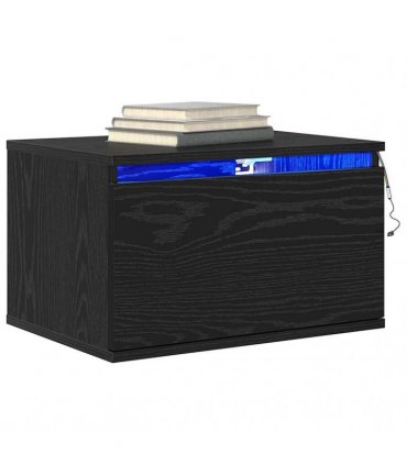 vidaXL Wall-mounted Bedside Cabinet Black Oak 50 x 36 x 30 cm