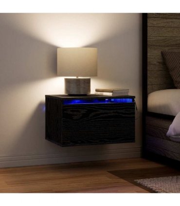 vidaXL Wall-mounted Bedside Cabinet Black Oak 50 x 36 x 30 cm
