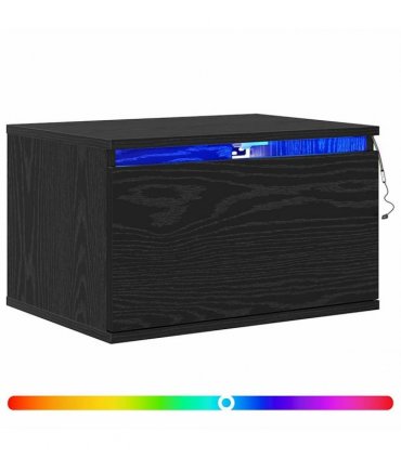 vidaXL Wall-mounted Bedside Cabinet Black Oak 50 x 36 x 30 cm