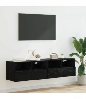 vidaXL TV Wall Cabinets Wall-mounted 2 pcs Black Oak 60 x 30 x 30 cm