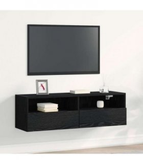 vidaXL TV Wall Cabinet Black Oak 100 x 30 x 30 cm Engineered Wood — V0672047229