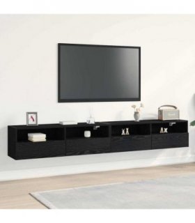 vidaXL TV Wall Cabinet Wall-mounted 2 pcs Black oak 100 x 30 x 30 cm