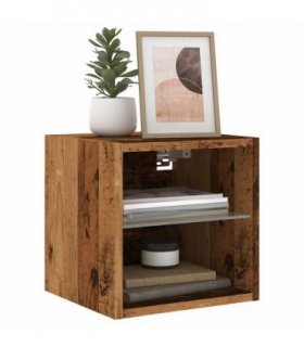 vidaXL TV Wall Cabinets with LED Lights 2 pcs Old Wood 30x28.5x30 cm
