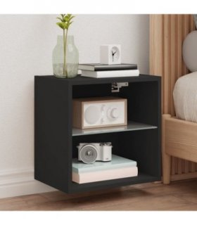 vidaXL Bedside Cabinet | Black | Engineered wood, Glass | Modern