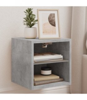 vidaXL TV Wall Cabinet with LED Lights Concrete Grey 30x28.5x30 cm